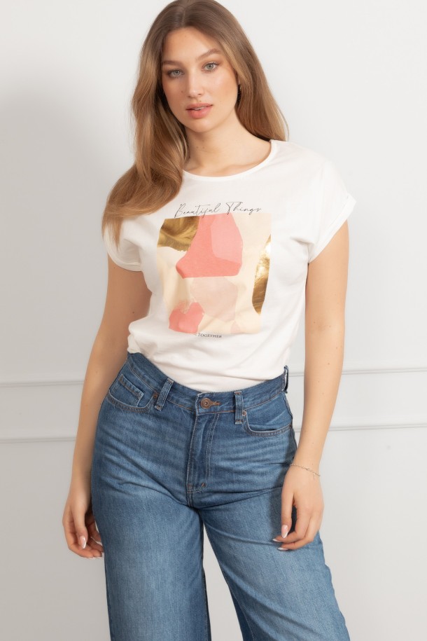 MAJICA K.RUKAV Ž B A26PZM48 PRLJAVO BIJELA