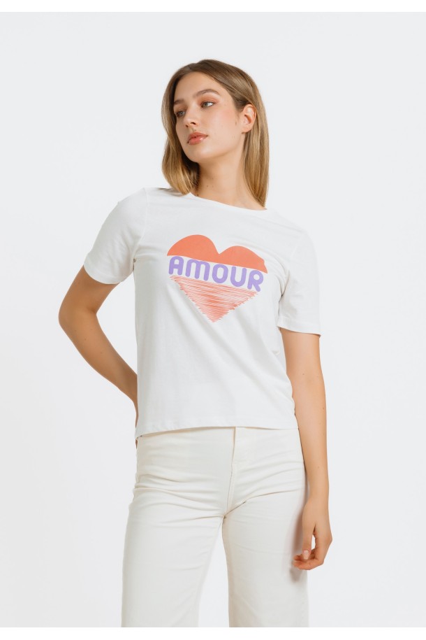 MAJICA K.RUKAV Ž B A24PZM103 PRLJAVO BIJELA