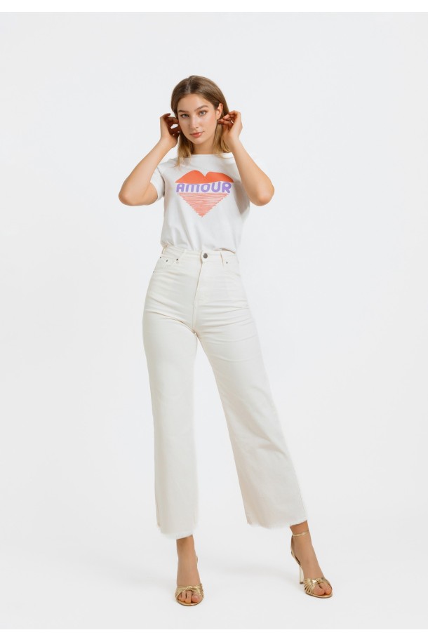 MAJICA K.RUKAV Ž B A24PZM103 PRLJAVO BIJELA