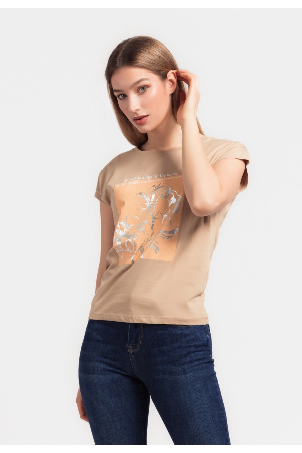 MAJICA K.RUKAV Ž B A24PZM1030 KAKI