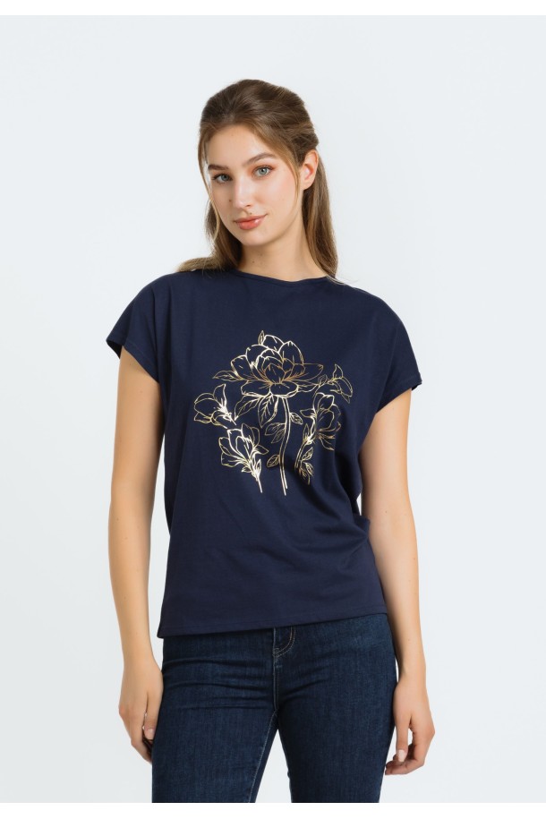 MAJICA K.RUKAV Ž B A24PZM115-B T.PLAVA