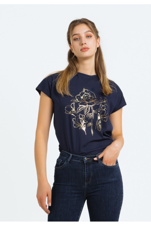 MAJICA K.RUKAV Ž B A24PZM115-B T.PLAVA