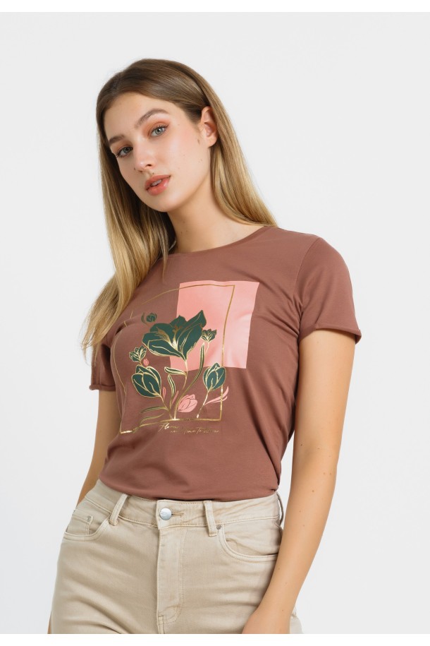 MAJICA K.RUKAV Ž B A24PZM209 PRLJAVO ROZA