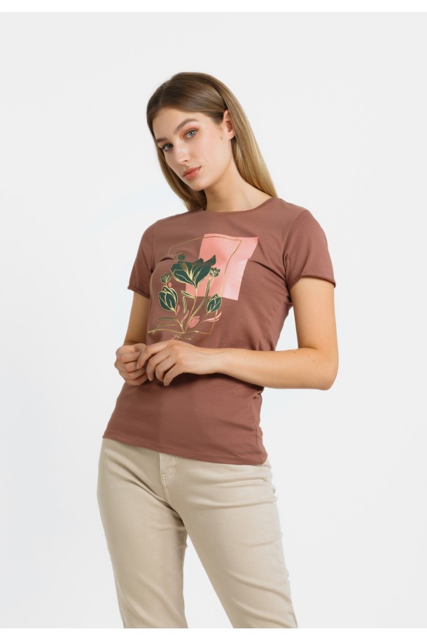 MAJICA K.RUKAV Ž B A24PZM209 PRLJAVO ROZA