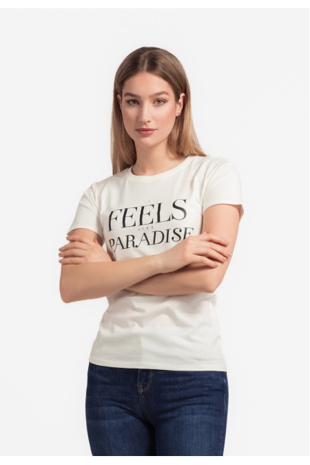 MAJICA K.RUKAV Ž B A24PZM39 PRLJAVO BIJELA