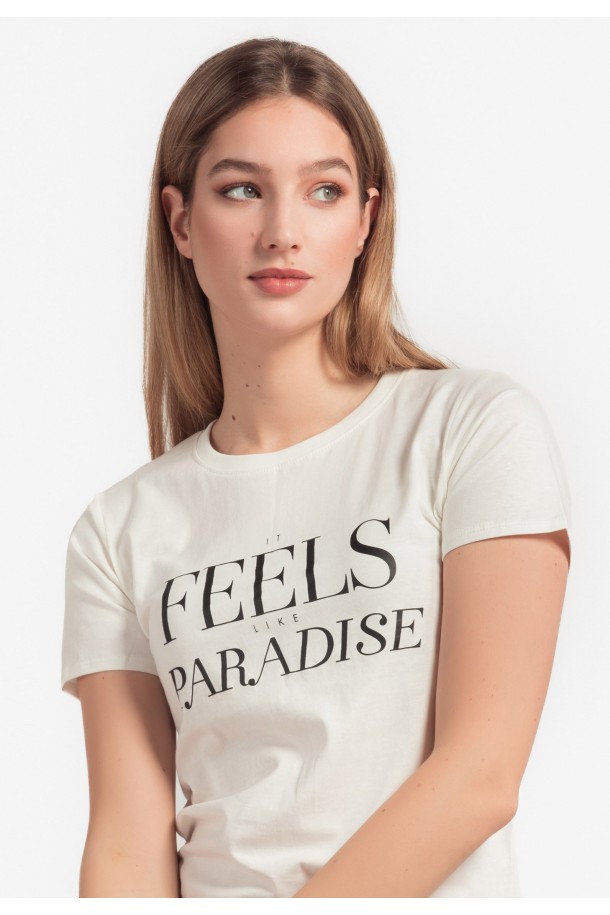 MAJICA K.RUKAV Ž B A24PZM39 PRLJAVO BIJELA