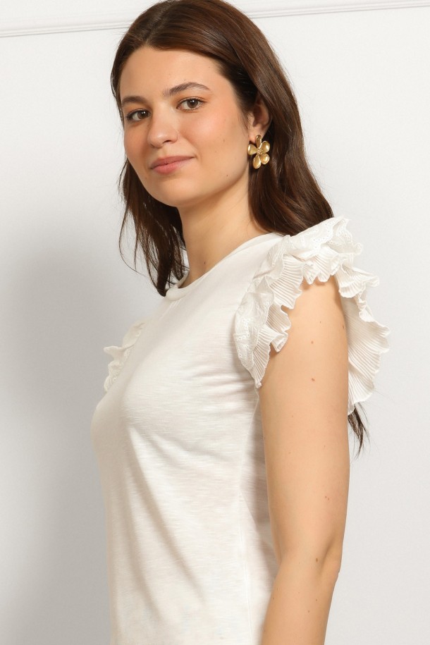 MAJICA K.RUKAV Ž K  A26PZM174 PRLJ.BIJELA