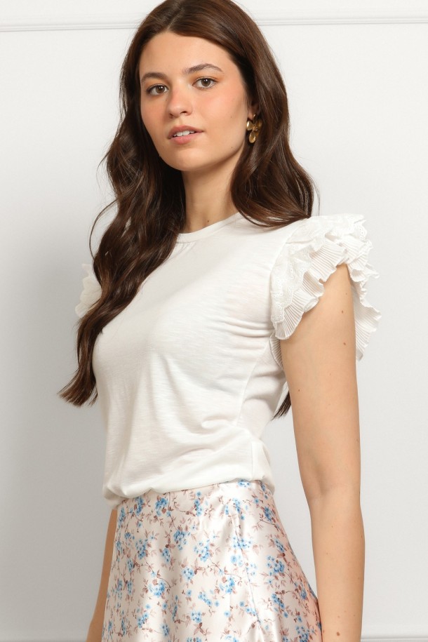 MAJICA K.RUKAV Ž K  A26PZM174 PRLJ.BIJELA