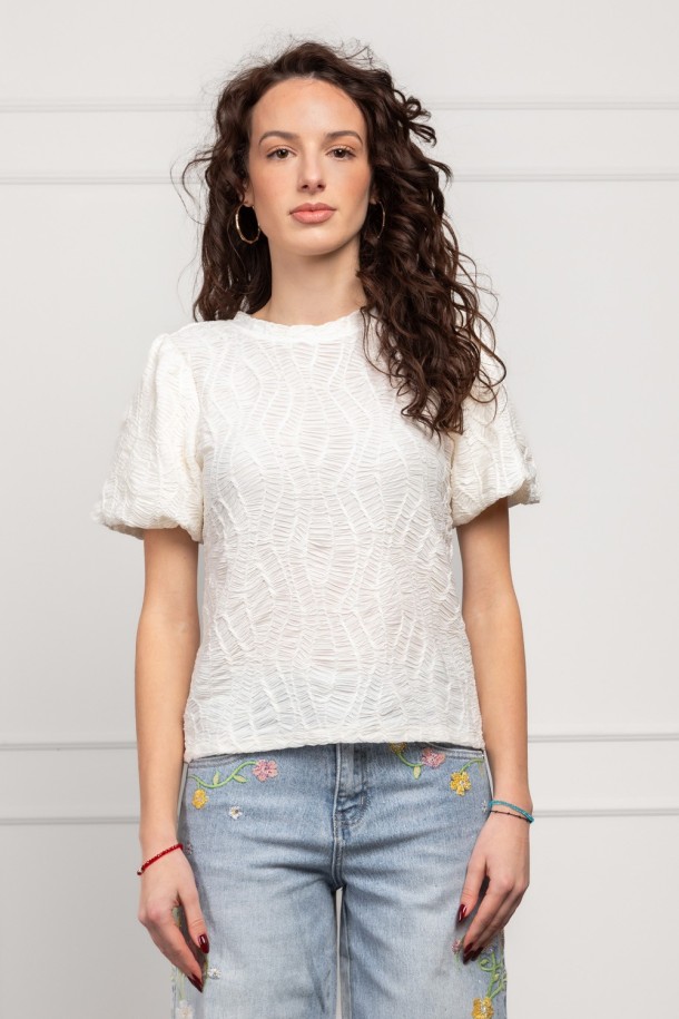 MAJICA K.RUKAV Ž K A26PZM153 PRLJ.BIJELA