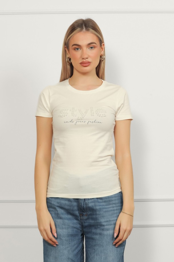 MAJICA K.RUKAV Ž B A26PZM142 PRLJAVO BIJELA