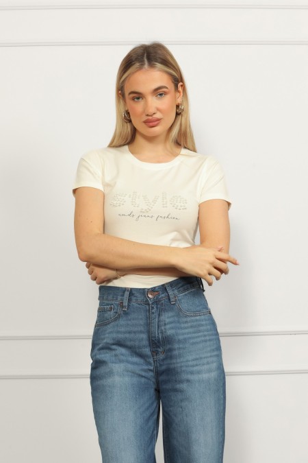 MAJICA K.RUKAV Ž B A26PZM142 PRLJAVO BIJELA