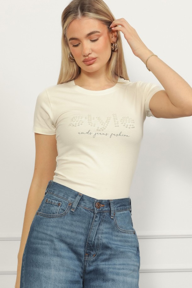 MAJICA K.RUKAV Ž B A26PZM142 PRLJAVO BIJELA