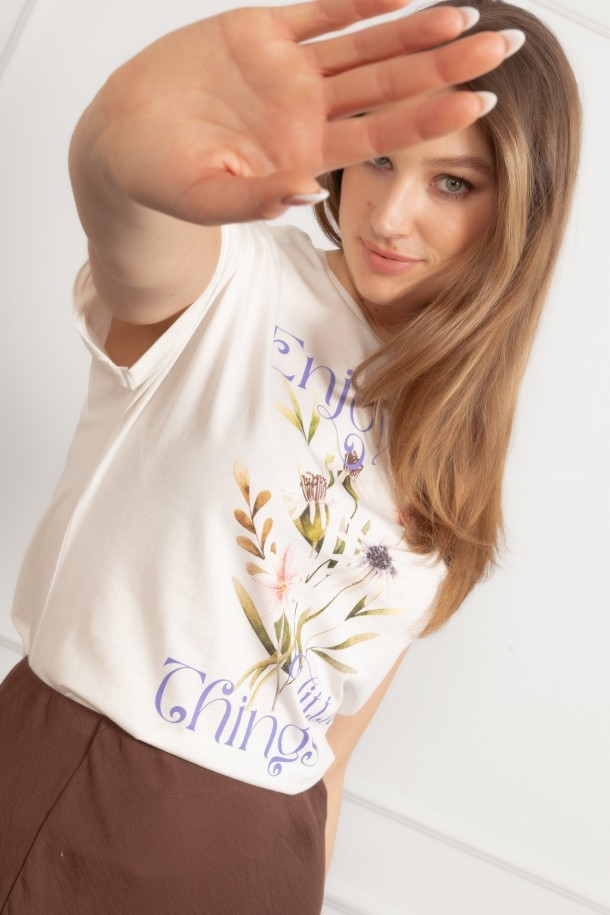 MAJICA K.RUKAV Ž B A26PZM16 PRLJAVO BIJELA