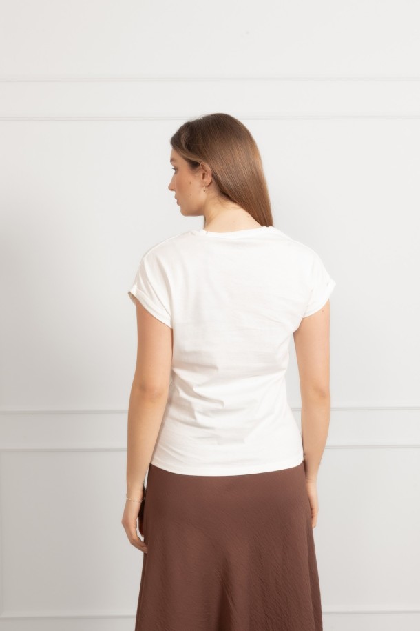 MAJICA K.RUKAV Ž B A26PZM16 PRLJAVO BIJELA