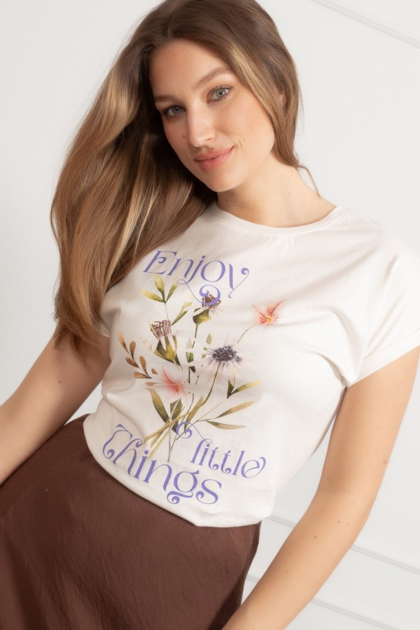 MAJICA K.RUKAV Ž B A26PZM16 PRLJAVO BIJELA