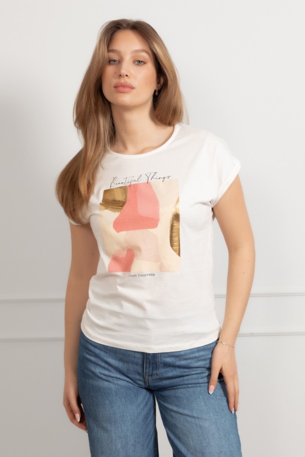 MAJICA K.RUKAV Ž B A26PZM48 PRLJAVO BIJELA