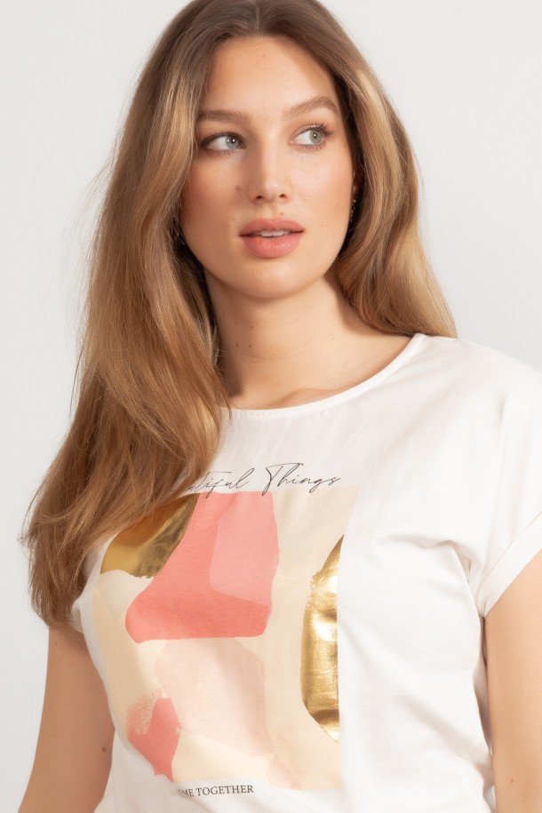 MAJICA K.RUKAV Ž B A26PZM48 PRLJAVO BIJELA